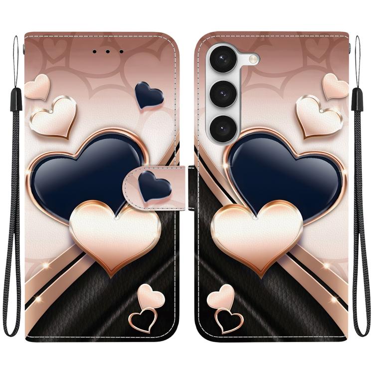 Custodia per telefono in pelle con texture cristallina e disegno colorato, For Samsung Galaxy S23 Ultra 5G, For Samsung Galaxy S23+ 5G