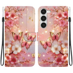 Custodia per telefono in pelle con texture cristallina e disegno colorato, For Samsung Galaxy S23 Ultra 5G, For Samsung Galaxy S23+ 5G