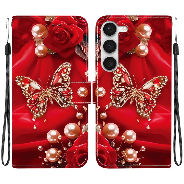 Custodia per telefono in pelle con texture cristallina e disegno colorato, For Samsung Galaxy S23 Ultra 5G, For Samsung Galaxy S23+ 5G