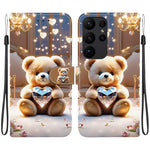Custodia per telefono in pelle con texture cristallina e disegno colorato, For Samsung Galaxy S23 Ultra 5G, For Samsung Galaxy S23+ 5G
