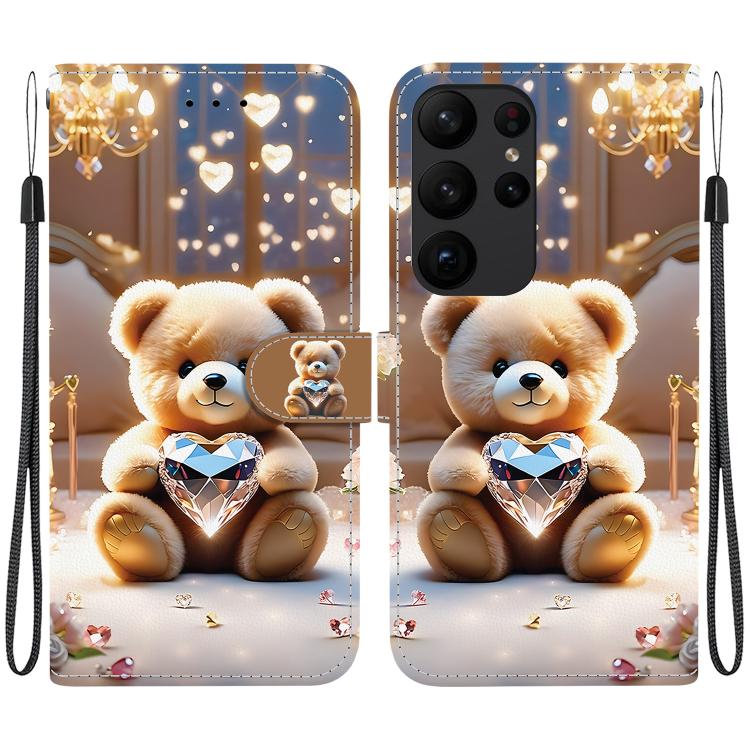 Custodia per telefono in pelle con texture cristallina e disegno colorato, For Samsung Galaxy S23 Ultra 5G, For Samsung Galaxy S23+ 5G