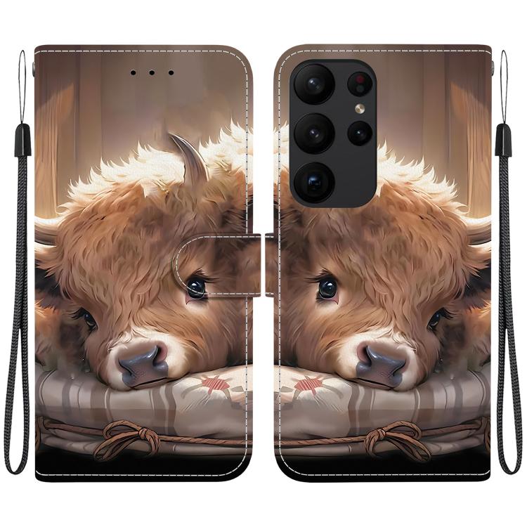 Custodia per telefono in pelle con texture cristallina e disegno colorato, For Samsung Galaxy S23 Ultra 5G, For Samsung Galaxy S23+ 5G