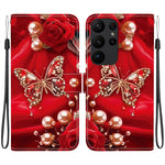 Custodia per telefono in pelle con texture cristallina e disegno colorato, For Samsung Galaxy S23 Ultra 5G, For Samsung Galaxy S23+ 5G