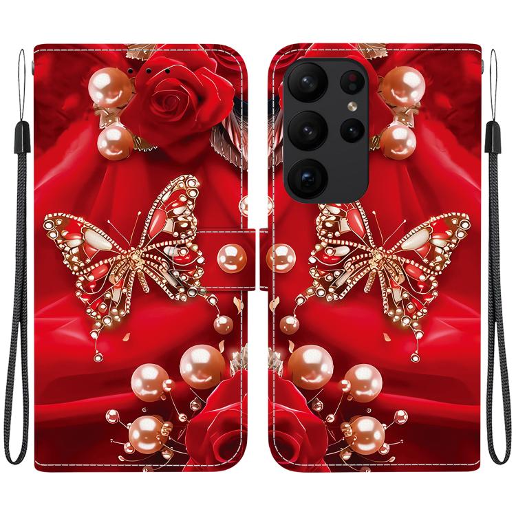 Custodia per telefono in pelle con texture cristallina e disegno colorato, For Samsung Galaxy S23 Ultra 5G, For Samsung Galaxy S23+ 5G