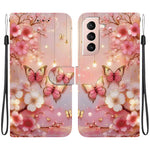 Custodia per telefono in pelle con texture cristallina e disegno colorato, For Samsung Galaxy S22 Ultra 5G, For Samsung Galaxy S22+ 5G