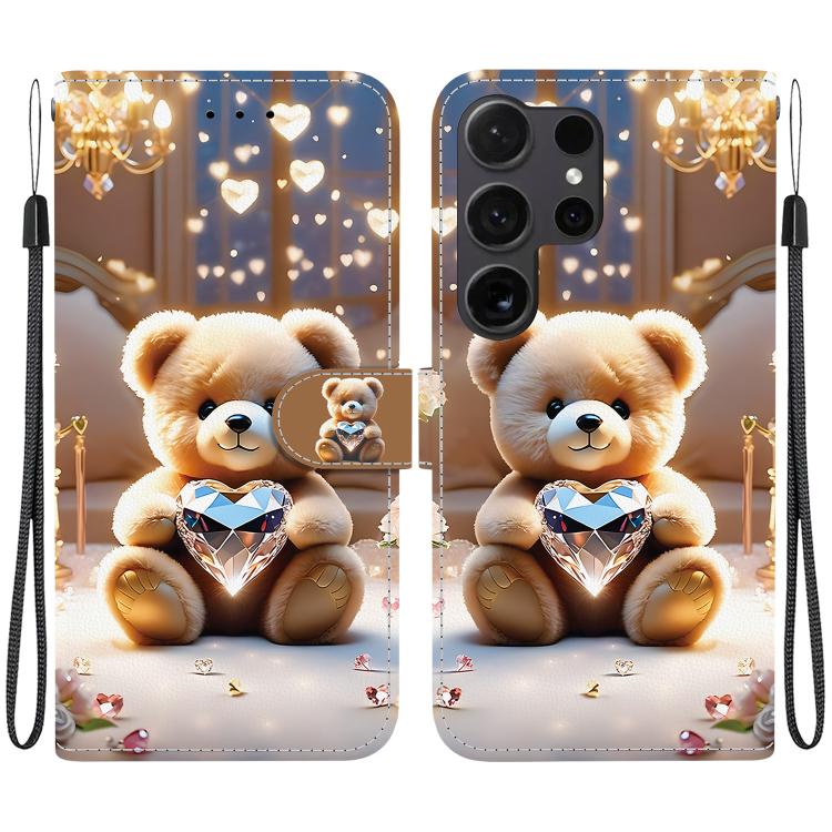 Custodia per telefono in pelle con texture cristallina e disegno colorato, For Samsung Galaxy S22 Ultra 5G, For Samsung Galaxy S22+ 5G