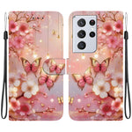 Custodia per telefono in pelle con texture cristallina e disegno colorato, For Samsung Galaxy S21 Ultra 5G