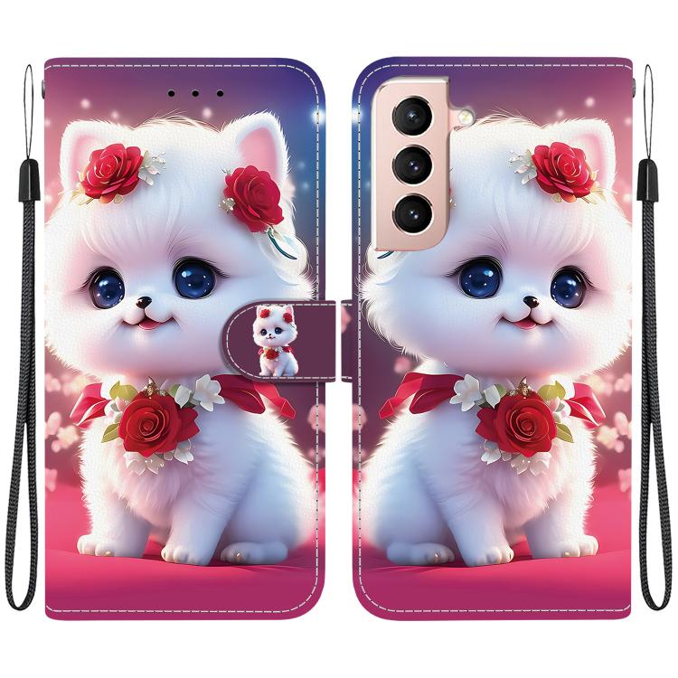 Custodia per telefono in pelle con texture cristallina e disegno colorato, For Samsung Galaxy S22 5G, For Samsung Galaxy S21 FE 5G