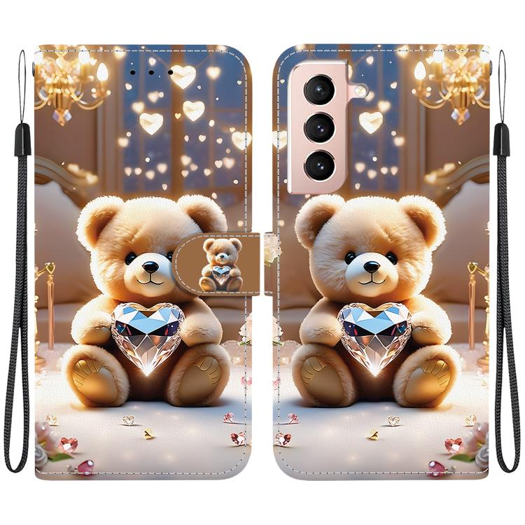 Custodia per telefono in pelle con texture cristallina e disegno colorato, For Samsung Galaxy S22 5G, For Samsung Galaxy S21 FE 5G