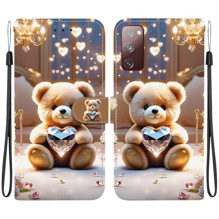 Custodia per telefono in pelle con texture cristallina e disegno colorato, For Samsung Galaxy S23 5G, For Samsung Galaxy S20 FE