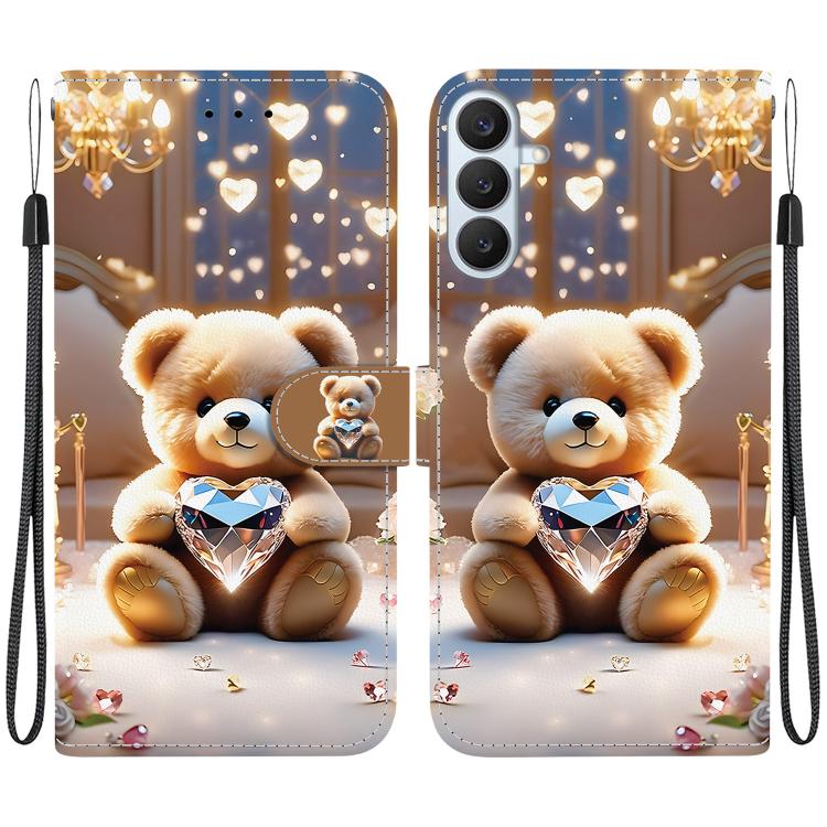 Custodia per telefono in pelle con texture cristallina e disegno colorato, For Galaxy S26 FE 5G, For Samsung Galaxy S26+ 5G