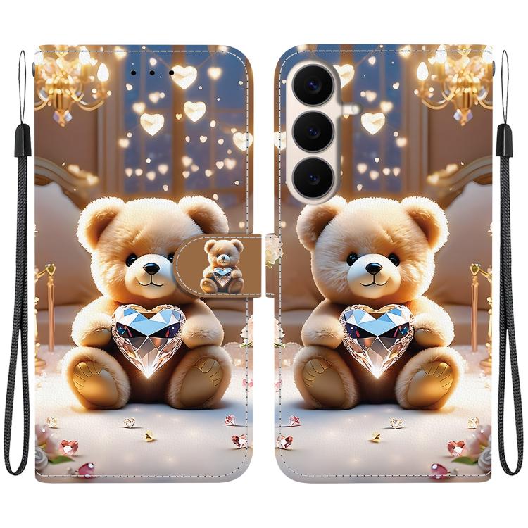 Custodia per telefono in pelle con texture cristallina e disegno colorato, For Galaxy S26 FE 5G, For Samsung Galaxy S26+ 5G