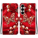Custodia per telefono in pelle con texture cristallina e disegno colorato, For Galaxy S26 FE 5G, For Samsung Galaxy S26+ 5G