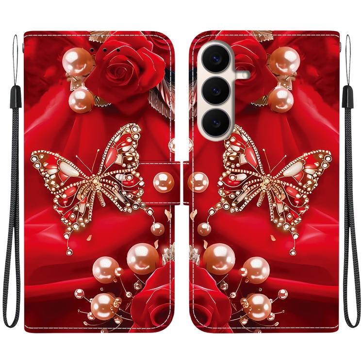Custodia per telefono in pelle con texture cristallina e disegno colorato, For Galaxy S26 FE 5G, For Samsung Galaxy S26+ 5G