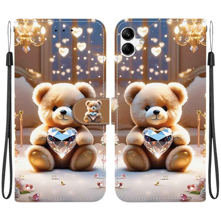 Custodia per telefono in pelle con texture cristallina e disegno colorato, For Galaxy A04e / F04 / M04, For Galaxy A14 4G / 5G