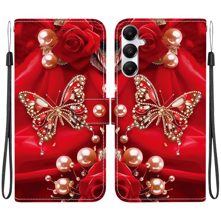Custodia per telefono in pelle con texture cristallina e disegno colorato, For Galaxy A05s, For Galaxy A25 5G