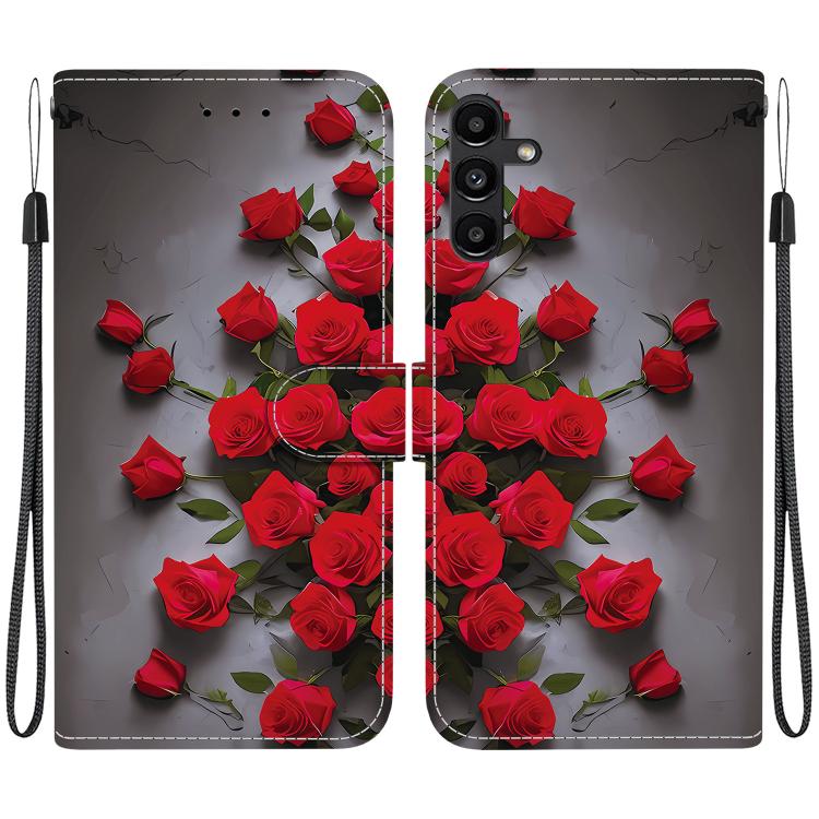 Custodia per telefono in pelle con texture cristallina e disegno colorato, For Galaxy A13 4G / 5G / A04, For Galaxy A53 5G