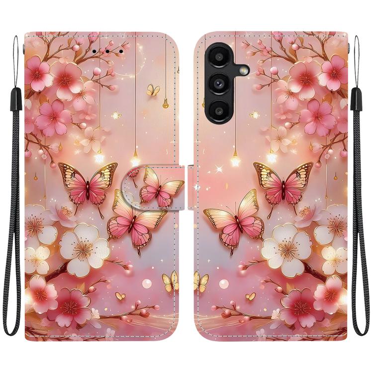 Custodia per telefono in pelle con texture cristallina e disegno colorato, For Galaxy A15 4G / 5G, For Galaxy A55 5G