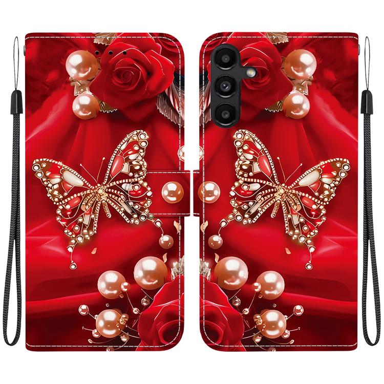 Custodia per telefono in pelle con texture cristallina e disegno colorato, For Galaxy A15 4G / 5G, For Galaxy A55 5G