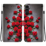 Custodia per telefono in pelle con texture cristallina e disegno colorato, For Galaxy A15 4G / 5G, For Galaxy A55 5G
