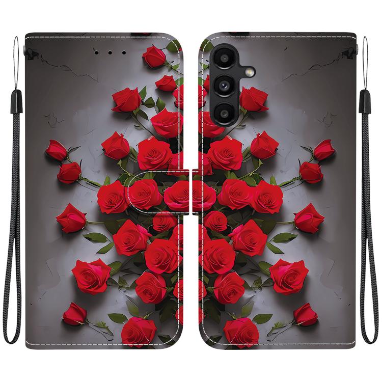 Custodia per telefono in pelle con texture cristallina e disegno colorato, For Galaxy A15 4G / 5G, For Galaxy A55 5G