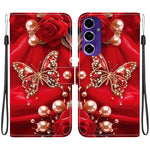 Custodia per telefono in pelle con texture cristallina e disegno colorato, For Galaxy A56 5G, For Galaxy A16 4G / 5G