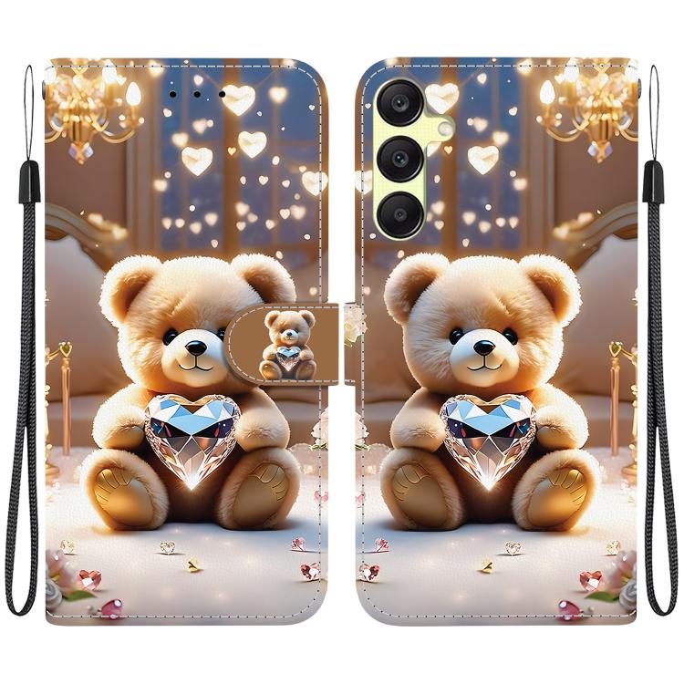 Custodia per telefono in pelle con texture cristallina e disegno colorato, For Galaxy A05s, For Galaxy A25 5G