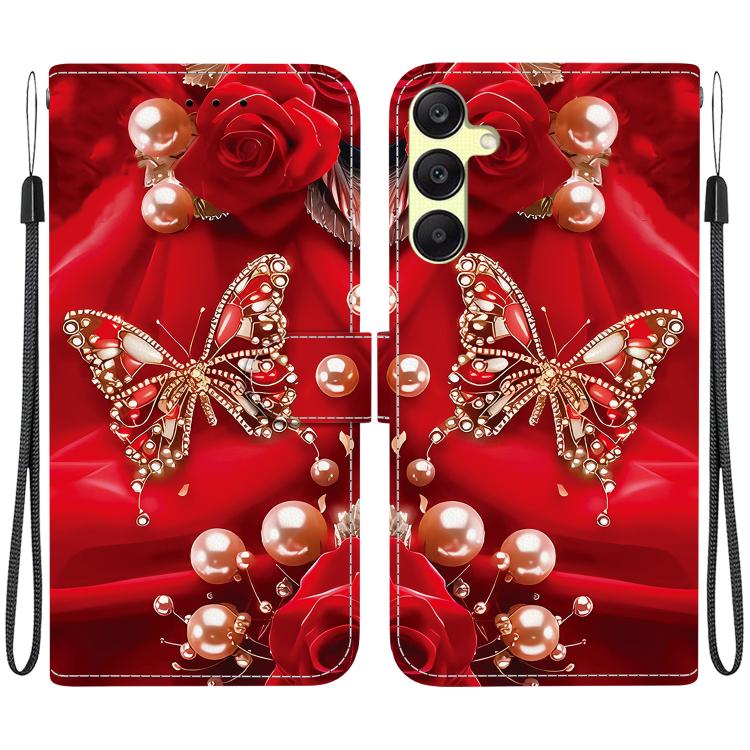 Custodia per telefono in pelle con texture cristallina e disegno colorato, For Galaxy A05s, For Galaxy A25 5G
