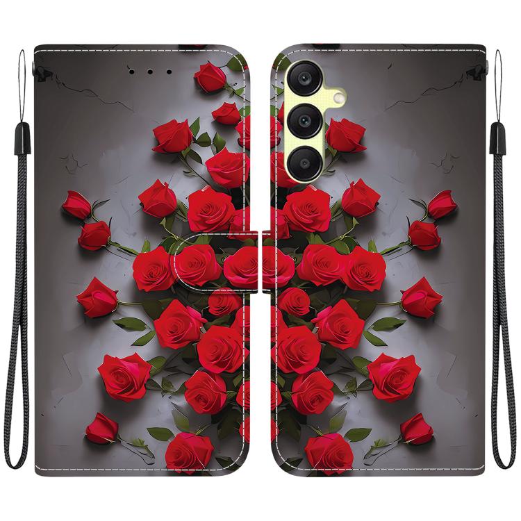 Custodia per telefono in pelle con texture cristallina e disegno colorato, For Galaxy A05s, For Galaxy A25 5G