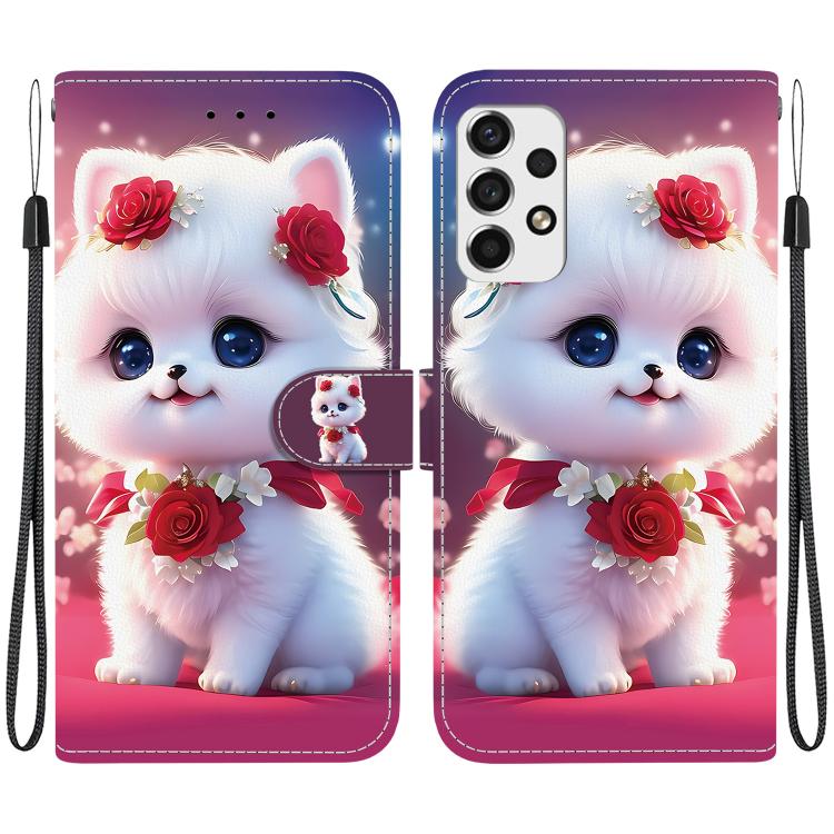 Custodia per telefono in pelle con texture cristallina e disegno colorato, For Galaxy A73 5G, For Galaxy A33 5G