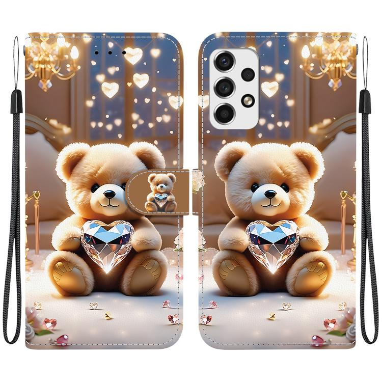Custodia per telefono in pelle con texture cristallina e disegno colorato, For Galaxy A13 4G / 5G / A04, For Galaxy A53 5G