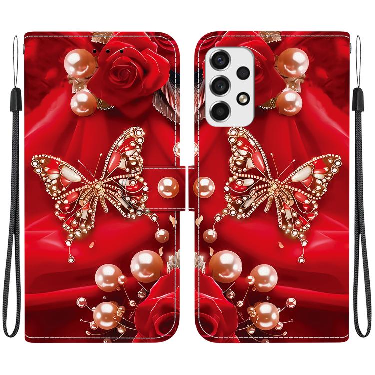 Custodia per telefono in pelle con texture cristallina e disegno colorato, For Galaxy A13 4G / 5G / A04, For Galaxy A53 5G