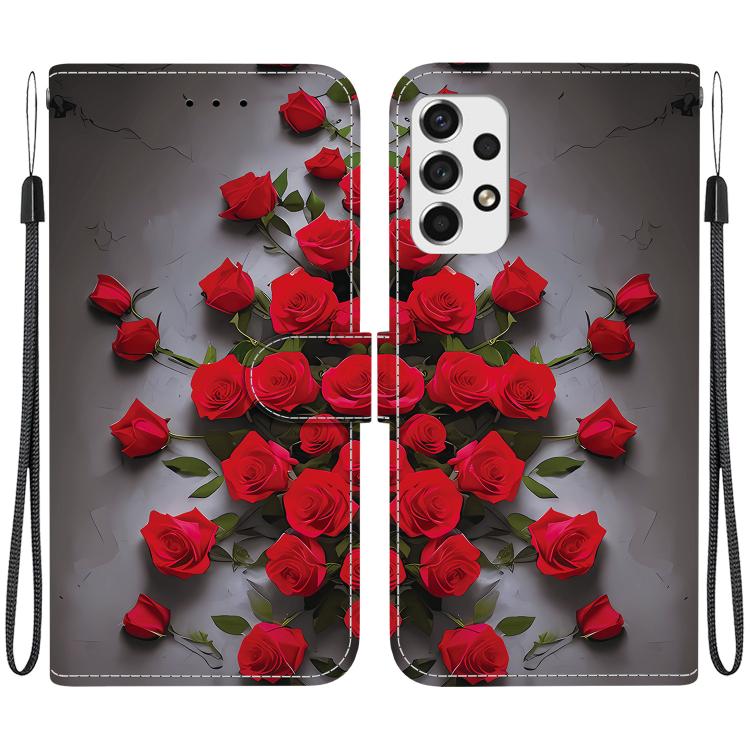 Custodia per telefono in pelle con texture cristallina e disegno colorato, For Galaxy A13 4G / 5G / A04, For Galaxy A53 5G