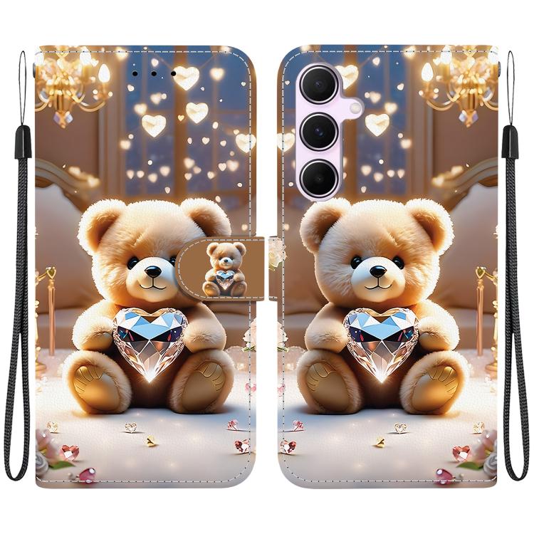 Custodia per telefono in pelle con texture cristallina e disegno colorato, For Galaxy A15 4G / 5G, For Galaxy A55 5G