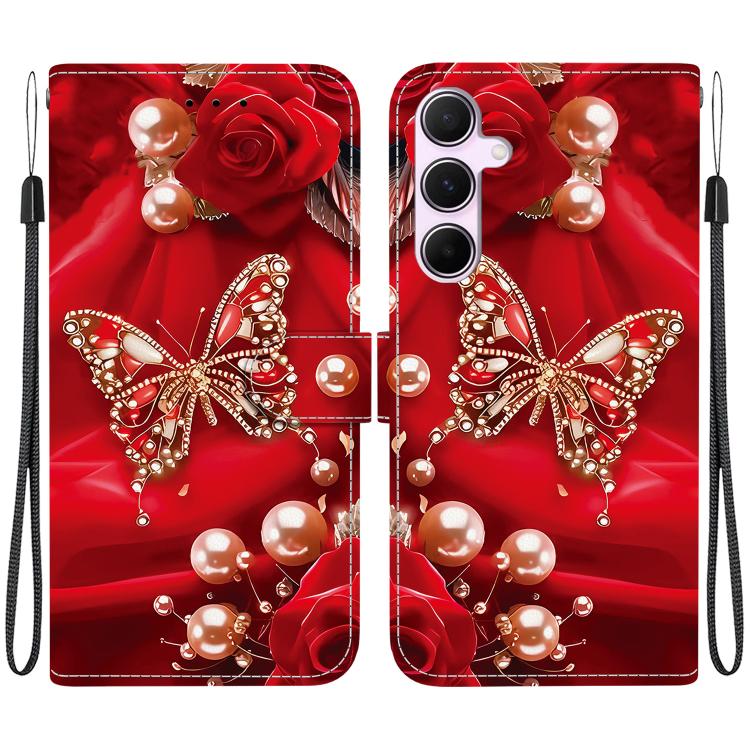 Custodia per telefono in pelle con texture cristallina e disegno colorato, For Galaxy A15 4G / 5G, For Galaxy A55 5G