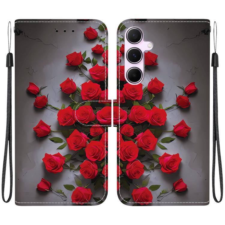 Custodia per telefono in pelle con texture cristallina e disegno colorato, For Galaxy A15 4G / 5G, For Galaxy A55 5G