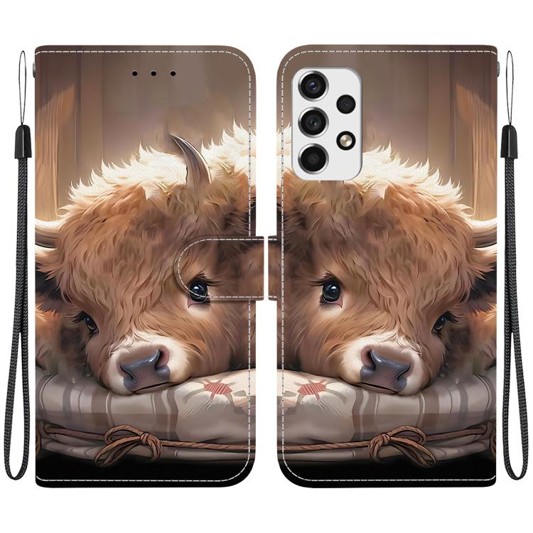 Custodia per telefono in pelle con texture cristallina e disegno colorato, For Galaxy A73 5G, For Galaxy A33 5G
