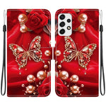 Custodia per telefono in pelle con texture cristallina e disegno colorato, For Galaxy A73 5G, For Galaxy A33 5G