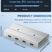 HST-4C 4 in 1 USB 3.2 10Gbps Detachable Magnetic Docking Station, HST-4C