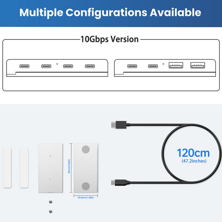 HST-4C 4 in 1 USB 3.2 10Gbps Detachable Magnetic Docking Station, HST-4C