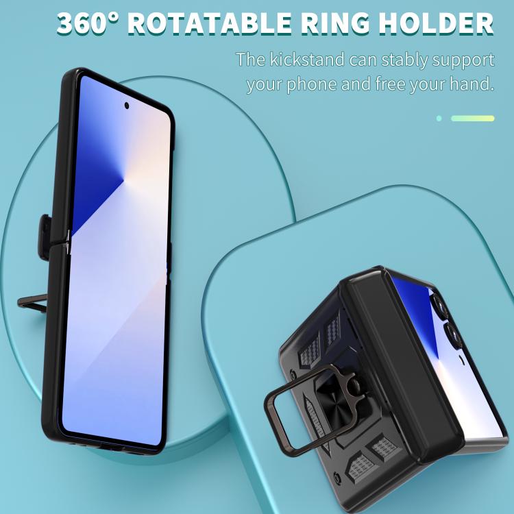 Custodia per telefono Kalebol con cerniera a finestra scorrevole e supporto ad anello, For Galaxy Z Flip7 5G, For Galaxy Z Fold6 5G, For Galaxy Z Fold5 5G, For Galaxy Z Flip5 5G