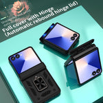 Custodia per telefono Kalebol con cerniera a finestra scorrevole e supporto ad anello, For Galaxy Z Flip7 5G, For Galaxy Z Fold6 5G, For Galaxy Z Fold5 5G, For Galaxy Z Flip5 5G