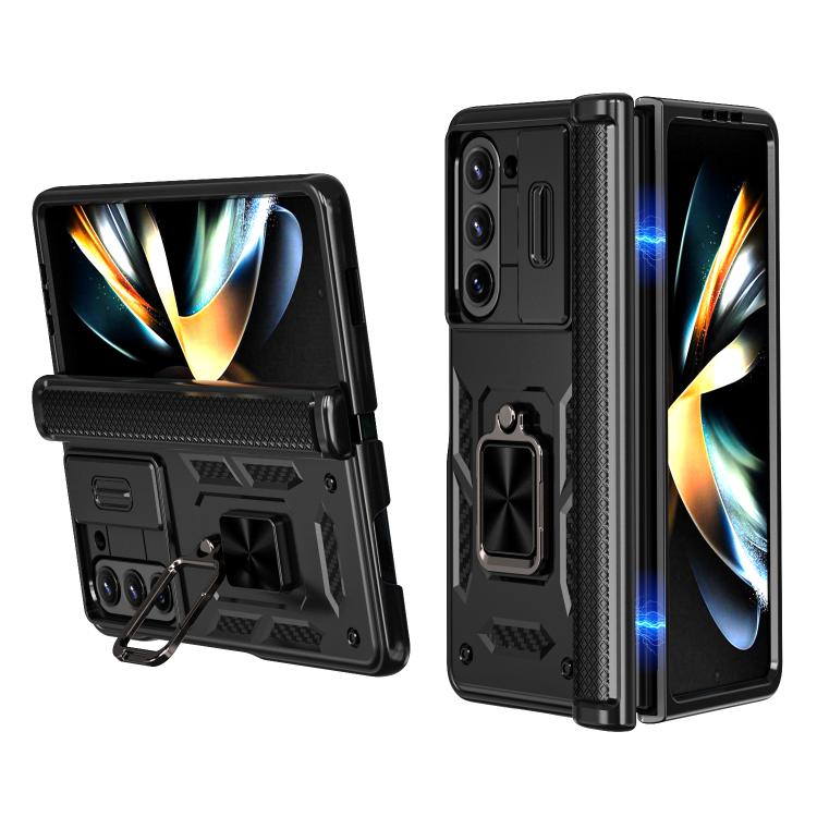 Custodia per telefono Kalebol con cerniera a finestra scorrevole e supporto ad anello, For Galaxy Z Flip7 5G, For Galaxy Z Fold6 5G, For Galaxy Z Fold5 5G, For Galaxy Z Flip5 5G