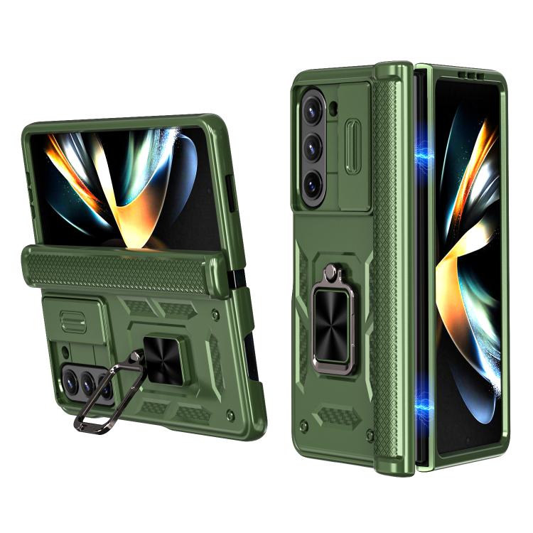 Custodia per telefono Kalebol con cerniera a finestra scorrevole e supporto ad anello, For Galaxy Z Flip7 5G, For Galaxy Z Fold6 5G, For Galaxy Z Fold5 5G, For Galaxy Z Flip5 5G