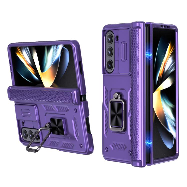 Custodia per telefono Kalebol con cerniera a finestra scorrevole e supporto ad anello, For Galaxy Z Flip7 5G, For Galaxy Z Fold6 5G, For Galaxy Z Fold5 5G, For Galaxy Z Flip5 5G
