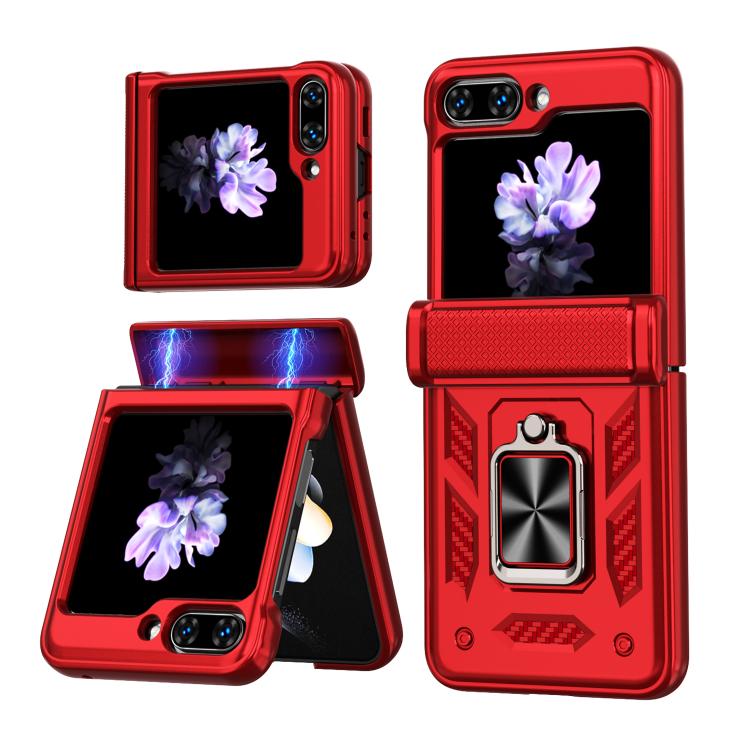 Custodia per telefono Kalebol con cerniera a finestra scorrevole e supporto ad anello, For Galaxy Z Flip7 5G, For Galaxy Z Fold6 5G, For Galaxy Z Fold5 5G, For Galaxy Z Flip5 5G