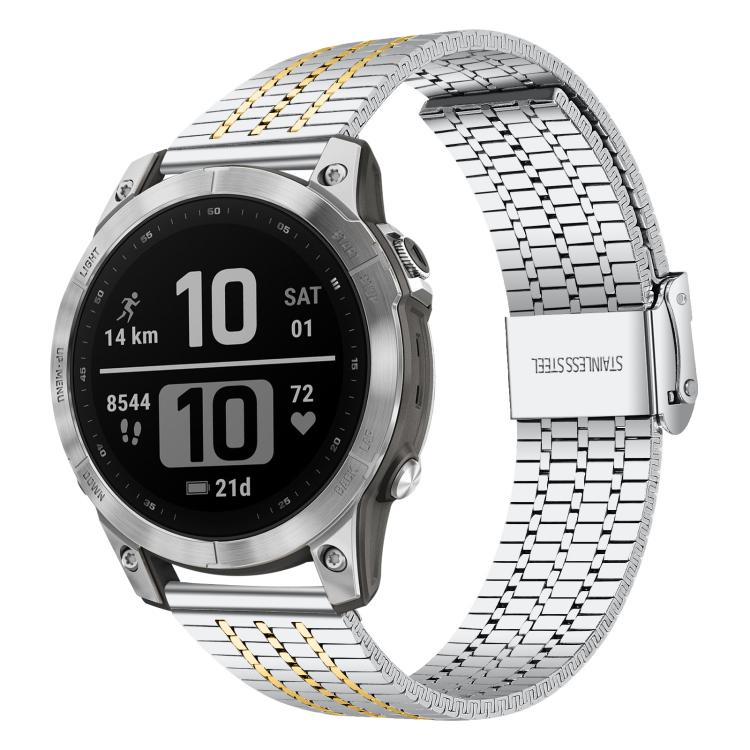 Cinturino per orologio xDfind con fibbia a sette perline in acciaio inossidabile, For Garmin Fenix 8 / 7X / 6X / 5X 26mm, For Garmin Fenix 8 / 7 / 6 / 5 22mm