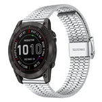 Cinturino per orologio xDfind con fibbia a sette perline in acciaio inossidabile, For Garmin Fenix 8 / 7X / 6X / 5X 26mm, For Garmin Fenix 8 / 7 / 6 / 5 22mm