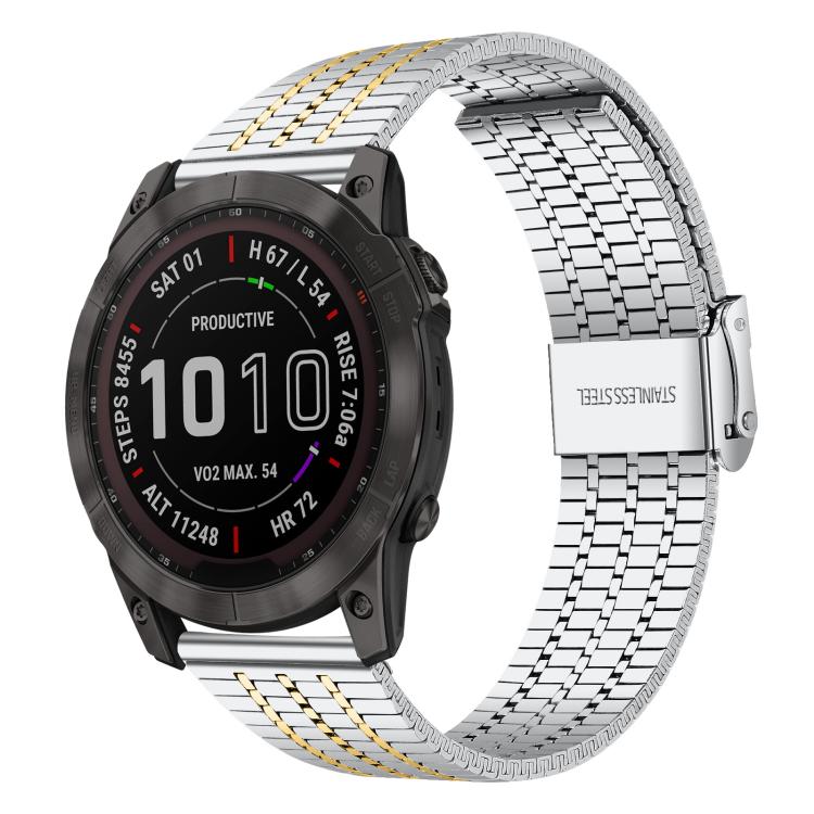 Cinturino per orologio xDfind con fibbia a sette perline in acciaio inossidabile, For Garmin Fenix 8 / 7X / 6X / 5X 26mm, For Garmin Fenix 8 / 7 / 6 / 5 22mm