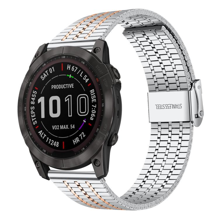 Cinturino per orologio xDfind con fibbia a sette perline in acciaio inossidabile, For Garmin Fenix 8 / 7X / 6X / 5X 26mm, For Garmin Fenix 8 / 7 / 6 / 5 22mm